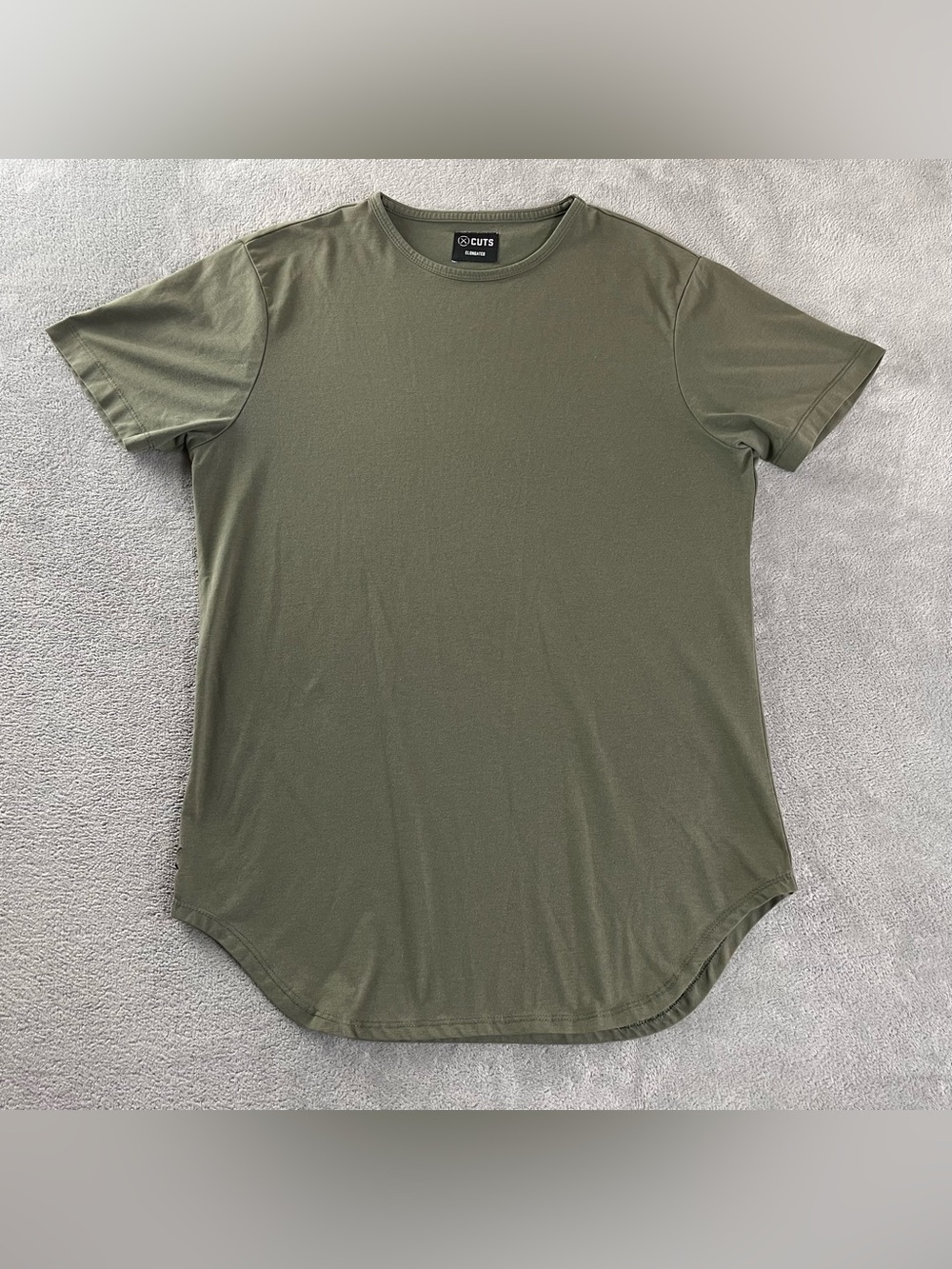 Cuts Clothing Elongated T Shirt Men Medium / S Tall Olive Green Crew Neck Tee